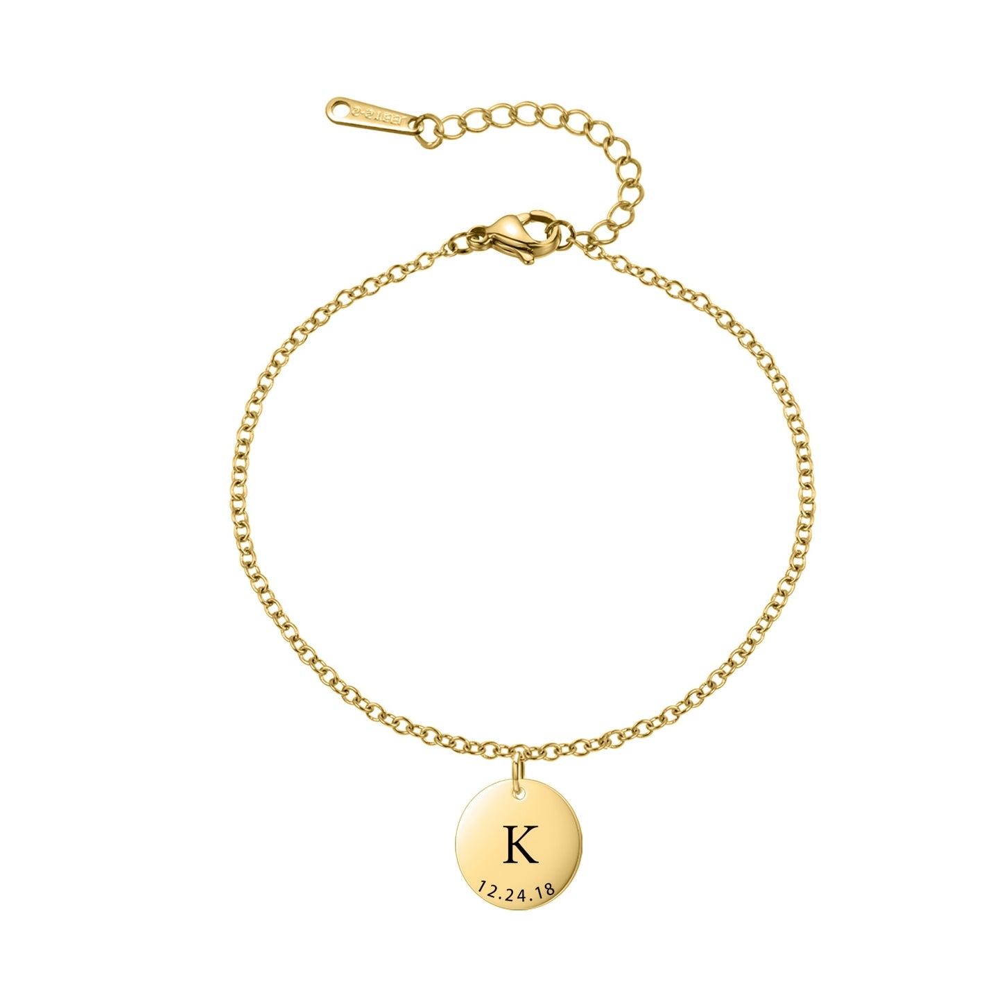 Initial & Date Pendant Bracelet