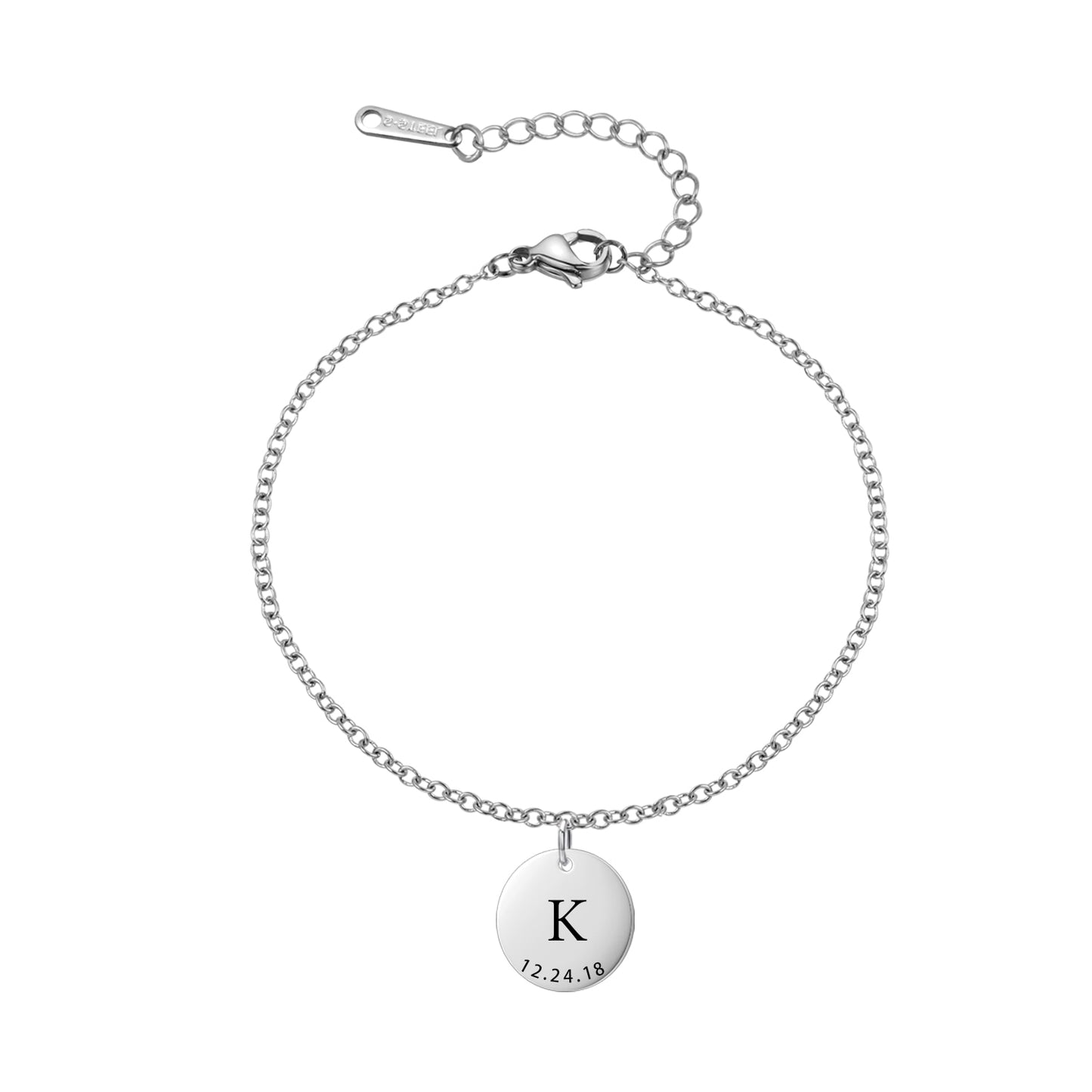 Initial & Date Pendant Bracelet