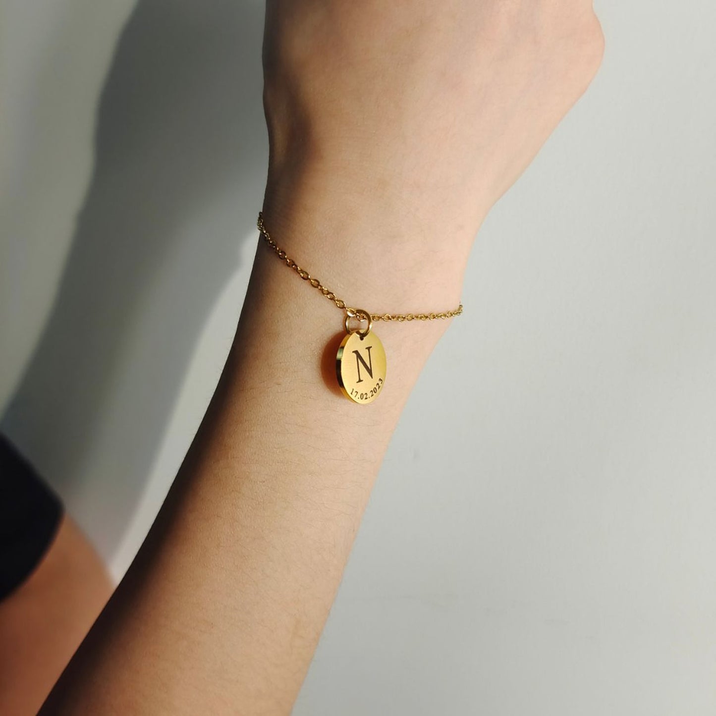Initial & Date Pendant Bracelet