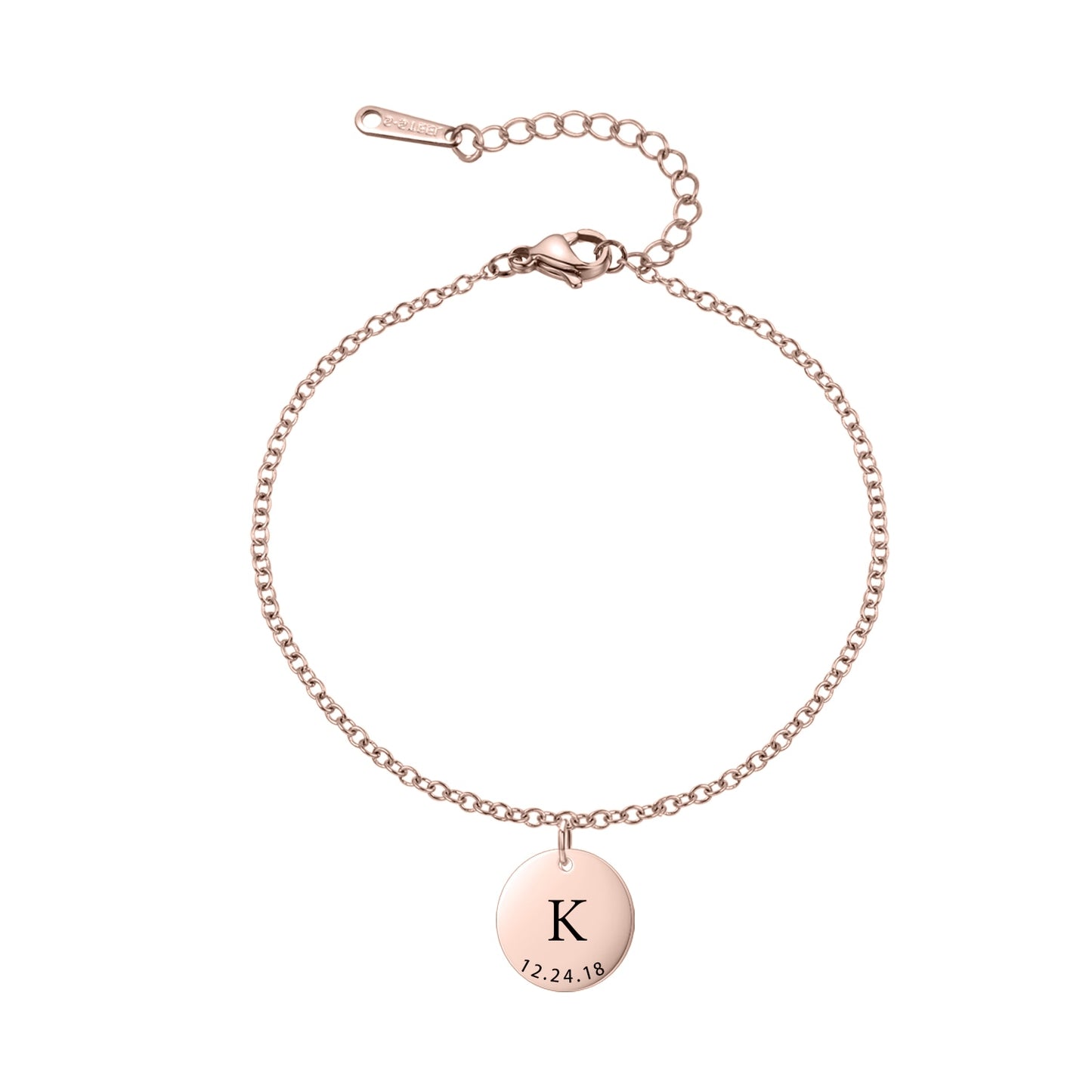 Initial & Date Pendant Bracelet