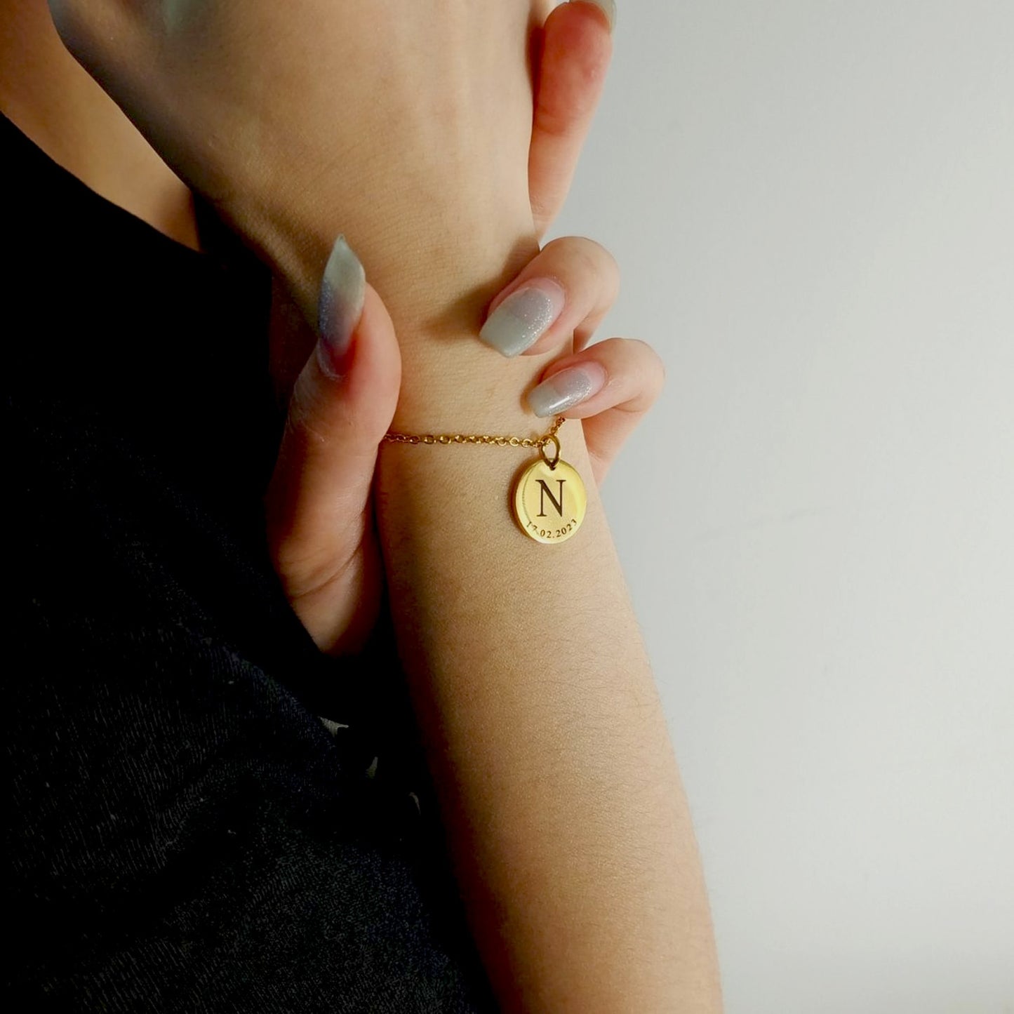 Initial & Date Pendant Bracelet