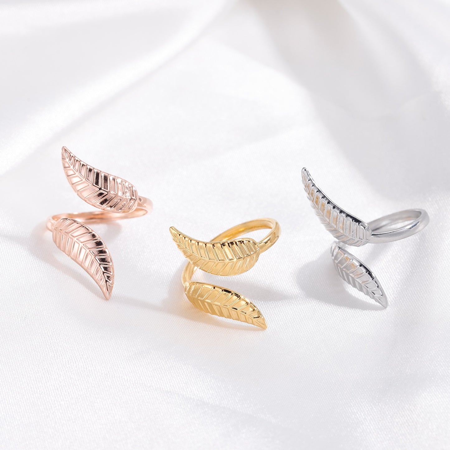 Stainless Steel Olive Leaf Ring