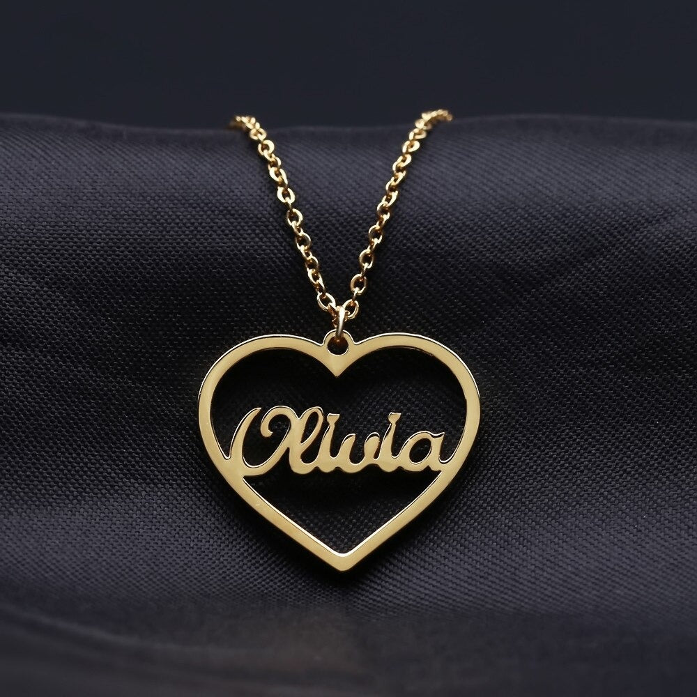 Custom/personalized Heart Locket Necklace Font 1 / Gold