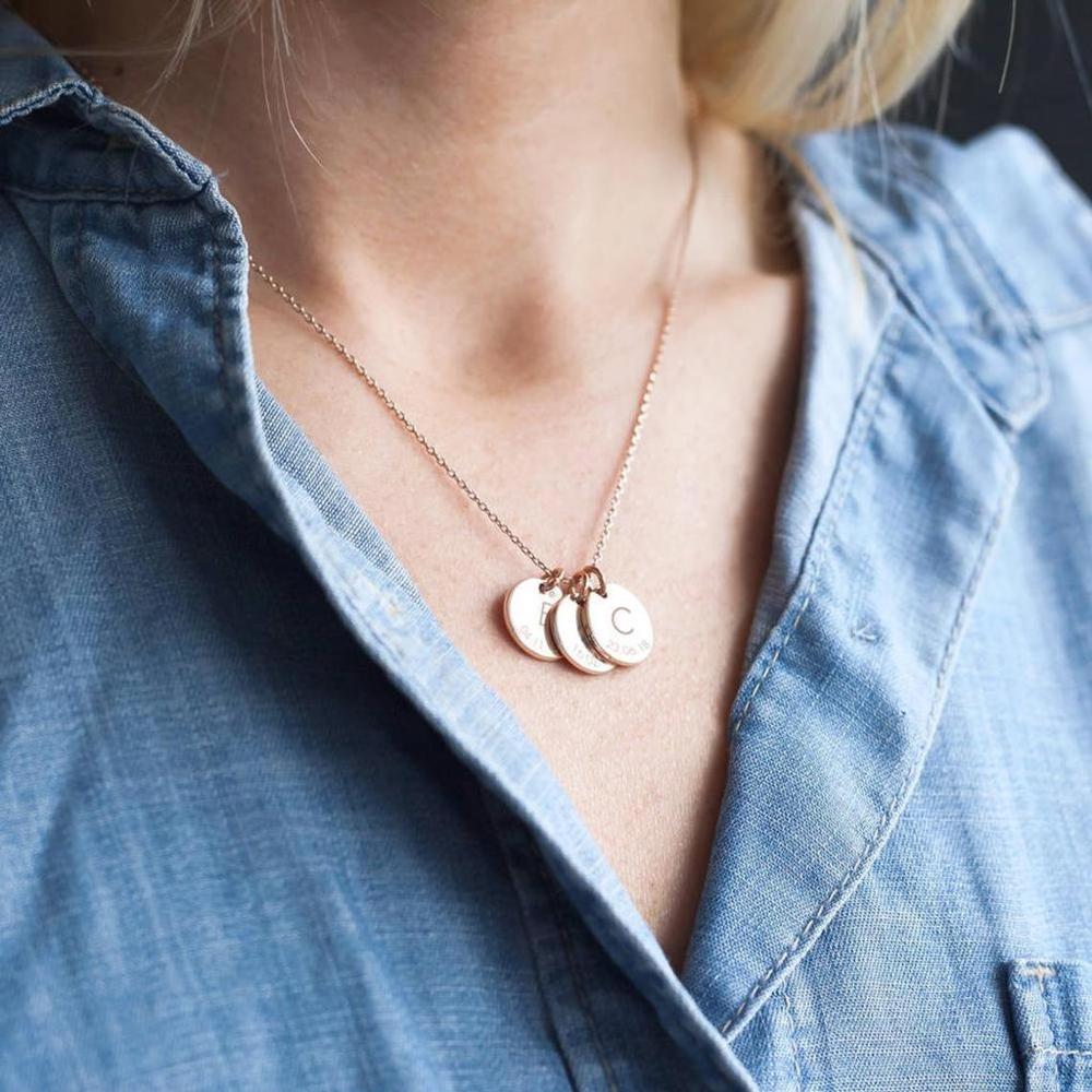 Initial Date Disc Necklace