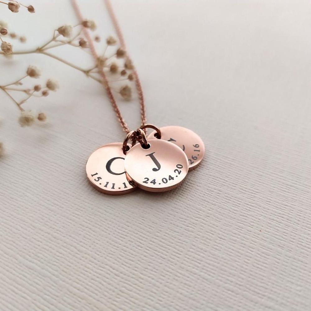 Initial Date Disc Necklace