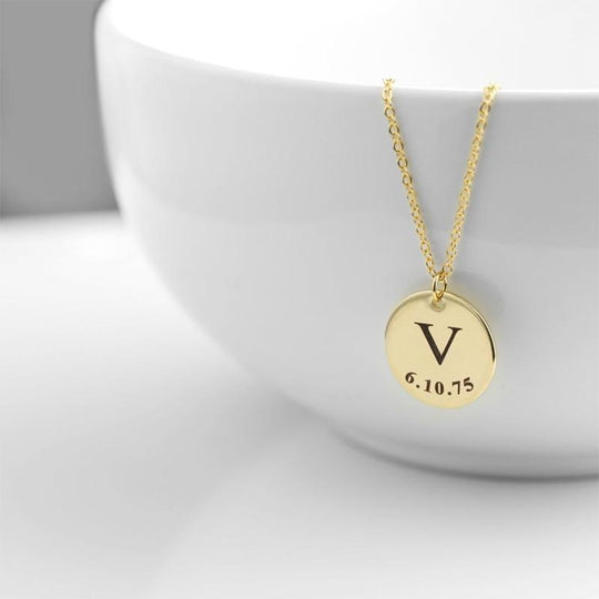 Initial & Date Pendant Necklace