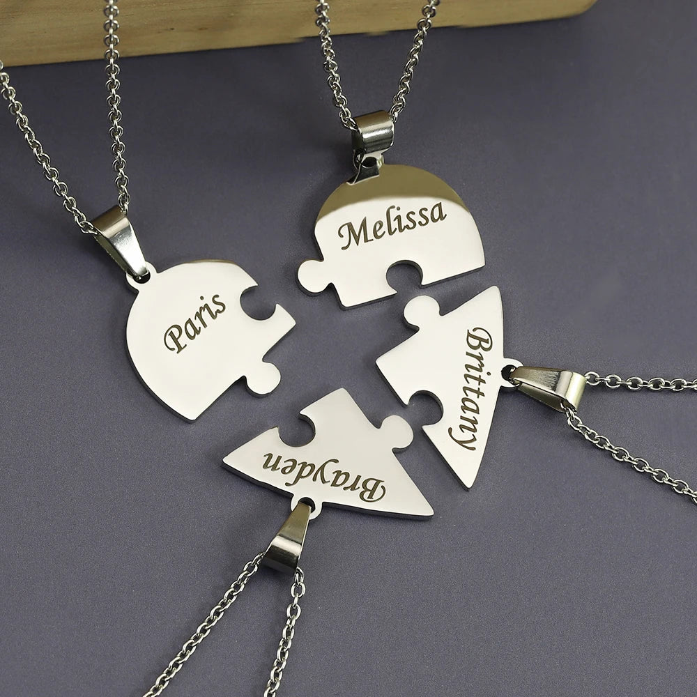 Custom Puzzled Heart Pendant Necklace