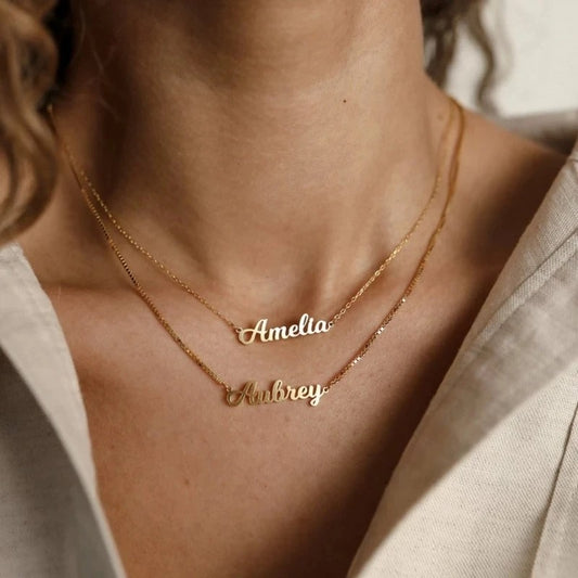 Double Name Handwritten Style Custom Name Necklace