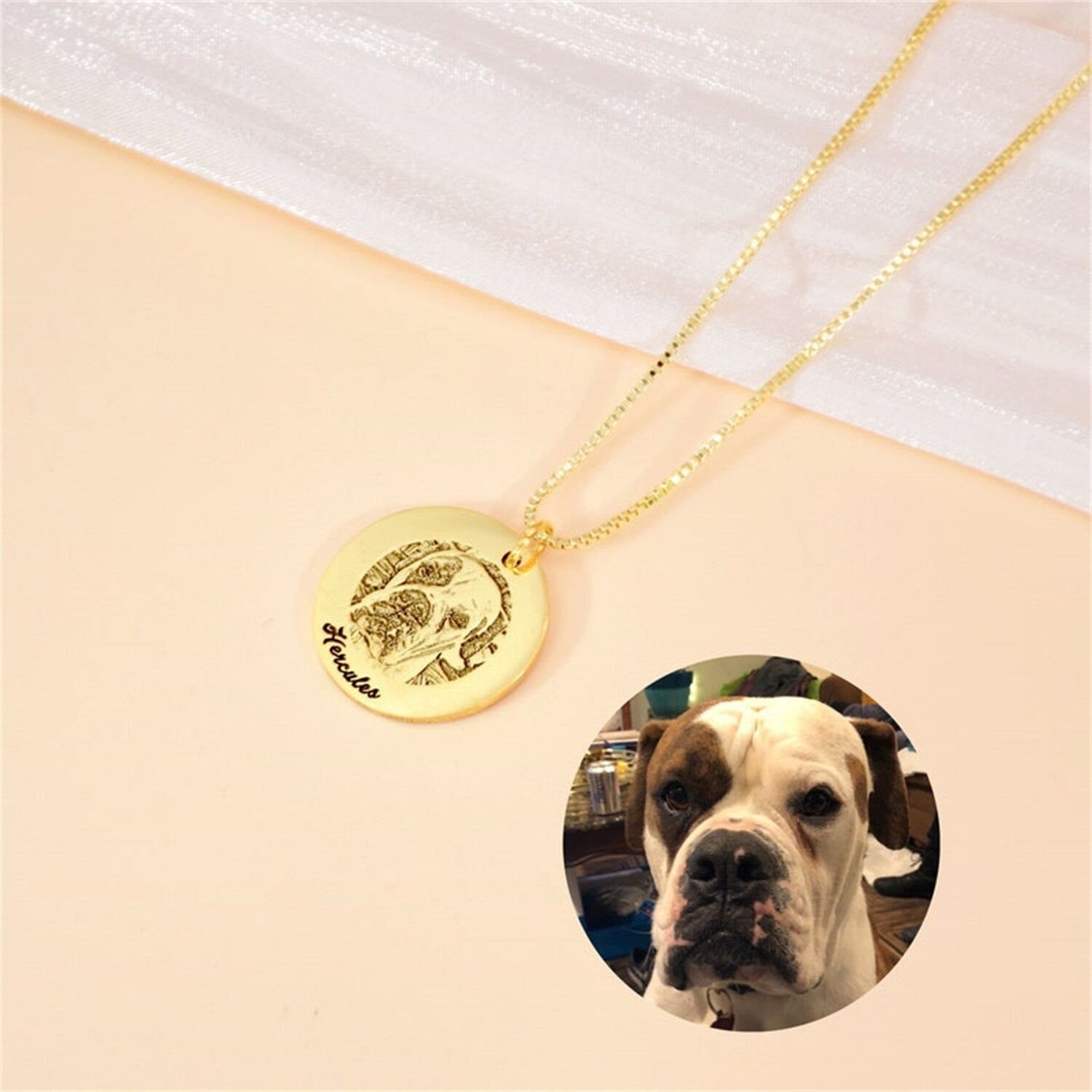 Engraved pet hot sale portrait necklace