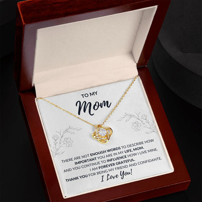 To My Mom | Words Not Enough - Love Knot Necklace