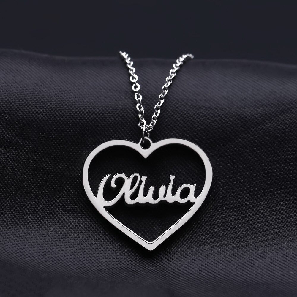 Custom name necklace with heart orders